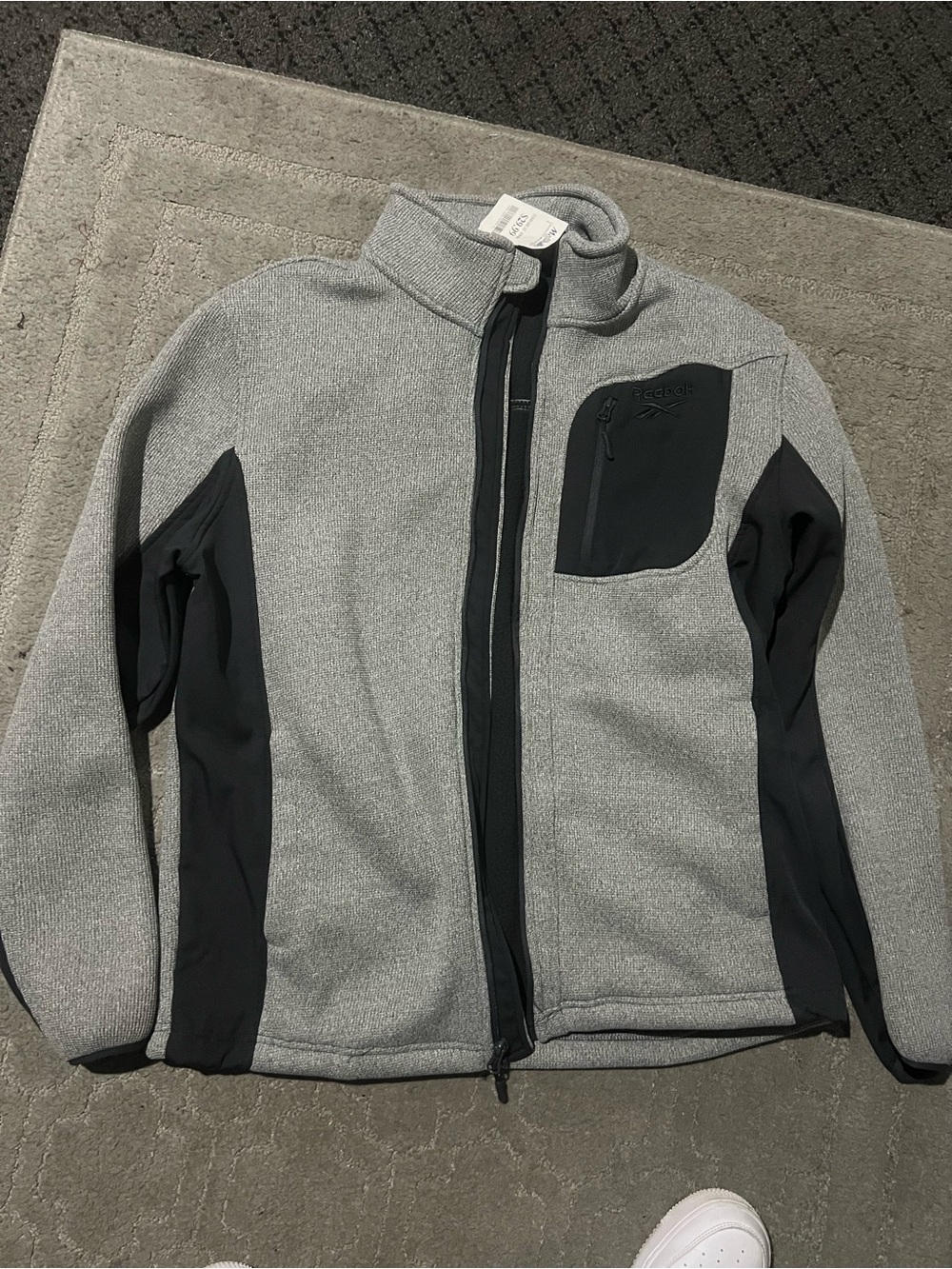 Reebok Men's Gray Full-Zip Jacket with Black Accents